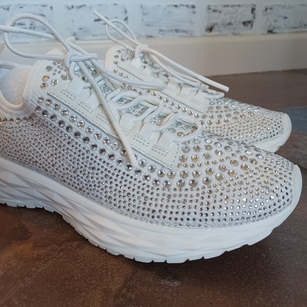 Steve Madden White Crystal Sneakers Brand New - Picture 6 of 16